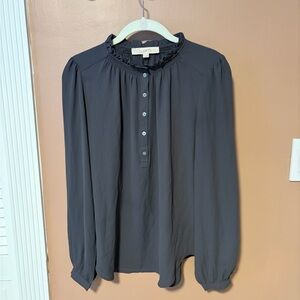 Loft silky ruffle detail long-sleeved top